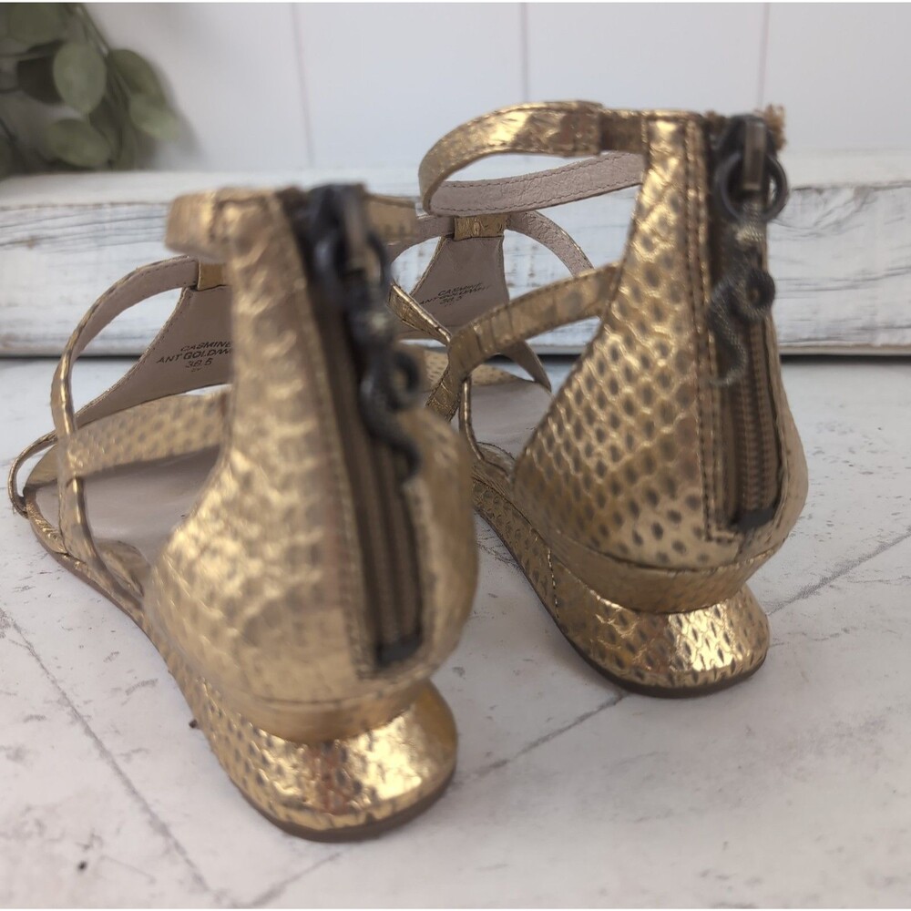House of Harlow Gold Casmine Gladiator Wedge Sandal Snake Charms Size 6 | 36.5 - Picture 5 of 14